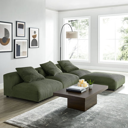 Modway EEI-7026 Solace 4-Piece Modular Corduroy Upholstered Sectional Sofa - Plaza Home Decor