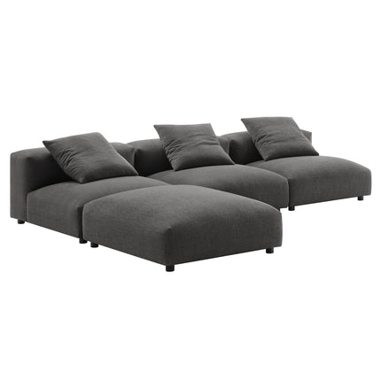 Modway EEI-7027 Solace 4-Piece Modular Upholstered Fabric Sectional Sofa - Plaza Home Decor