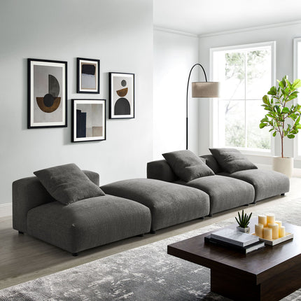 Modway EEI-7027 Solace 4-Piece Modular Upholstered Fabric Sectional Sofa - Plaza Home Decor