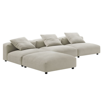 Modway EEI-7027 Solace 4-Piece Modular Upholstered Fabric Sectional Sofa - Plaza Home Decor
