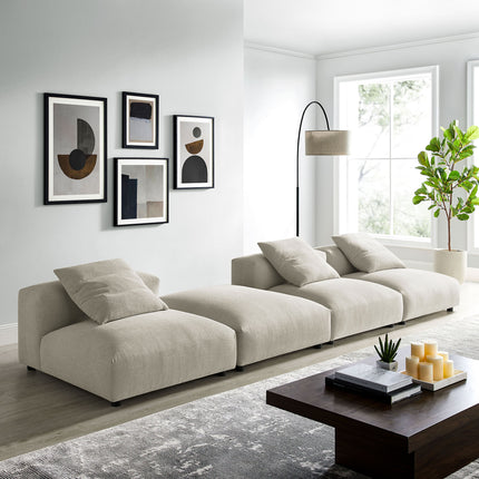 Modway EEI-7027 Solace 4-Piece Modular Upholstered Fabric Sectional Sofa - Plaza Home Decor