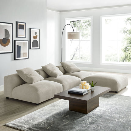 Modway EEI-7027 Solace 4-Piece Modular Upholstered Fabric Sectional Sofa - Plaza Home Decor
