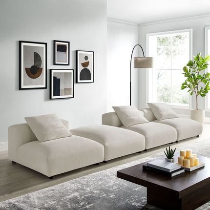 Modway EEI-7027 Solace 4-Piece Modular Upholstered Fabric Sectional Sofa - Plaza Home Decor