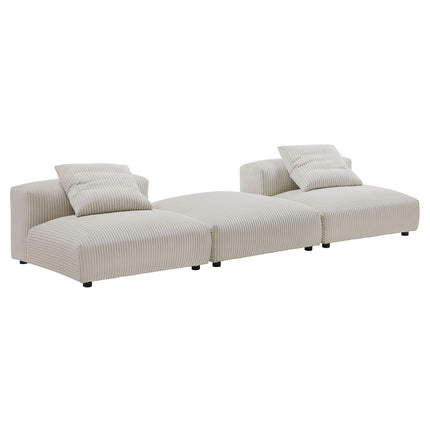Modway EEI-7028 Solace 3-Piece Modular Corduroy Upholstered Sectional Sofa - Plaza Home Decor