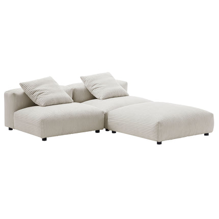 Modway EEI-7028 Solace 3-Piece Modular Corduroy Upholstered Sectional Sofa - Plaza Home Decor