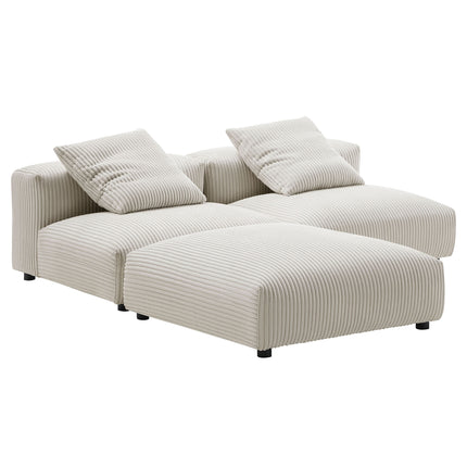 Modway EEI-7028 Solace 3-Piece Modular Corduroy Upholstered Sectional Sofa - Plaza Home Decor