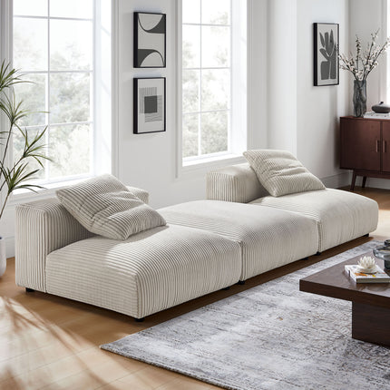 Modway EEI-7028 Solace 3-Piece Modular Corduroy Upholstered Sectional Sofa - Plaza Home Decor