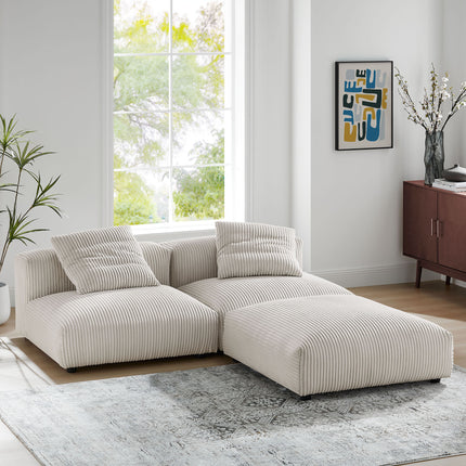Modway EEI-7028 Solace 3-Piece Modular Corduroy Upholstered Sectional Sofa - Plaza Home Decor