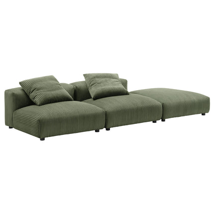 Modway EEI-7028 Solace 3-Piece Modular Corduroy Upholstered Sectional Sofa - Plaza Home Decor