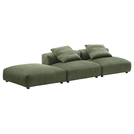 Modway EEI-7028 Solace 3-Piece Modular Corduroy Upholstered Sectional Sofa - Plaza Home Decor