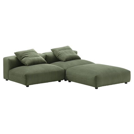 Modway EEI-7028 Solace 3-Piece Modular Corduroy Upholstered Sectional Sofa - Plaza Home Decor
