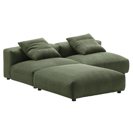 Modway EEI-7028 Solace 3-Piece Modular Corduroy Upholstered Sectional Sofa - Plaza Home Decor