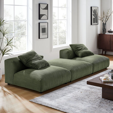 Modway EEI-7028 Solace 3-Piece Modular Corduroy Upholstered Sectional Sofa - Plaza Home Decor