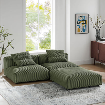 Modway EEI-7028 Solace 3-Piece Modular Corduroy Upholstered Sectional Sofa - Plaza Home Decor