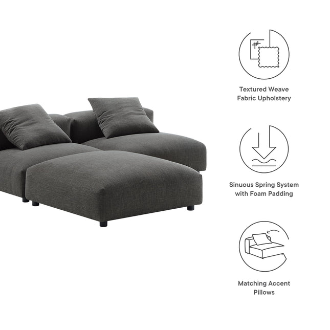Modway EEI-7029 Solace 3-Piece Modular Upholstered Fabric Sectional Sofa - Plaza Home Decor