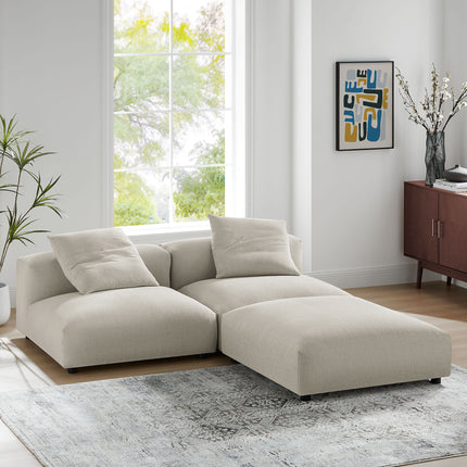 Modway EEI-7029 Solace 3-Piece Modular Upholstered Fabric Sectional Sofa - Plaza Home Decor