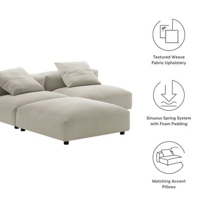Modway EEI-7029 Solace 3-Piece Modular Upholstered Fabric Sectional Sofa - Plaza Home Decor