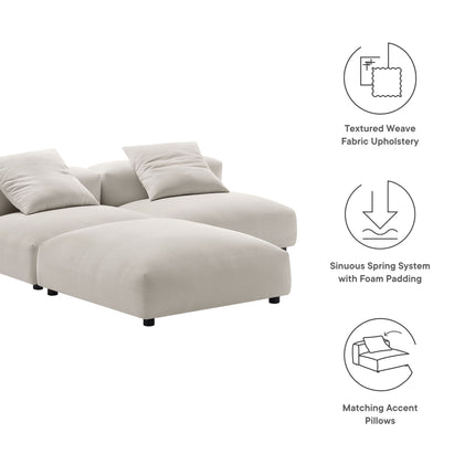 Modway EEI-7029 Solace 3-Piece Modular Upholstered Fabric Sectional Sofa - Plaza Home Decor