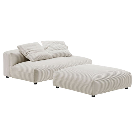 Modway EEI-7030 Solace Modular Corduroy Upholstered Armless Loveseat and Ottoman Set - Plaza Home Decor