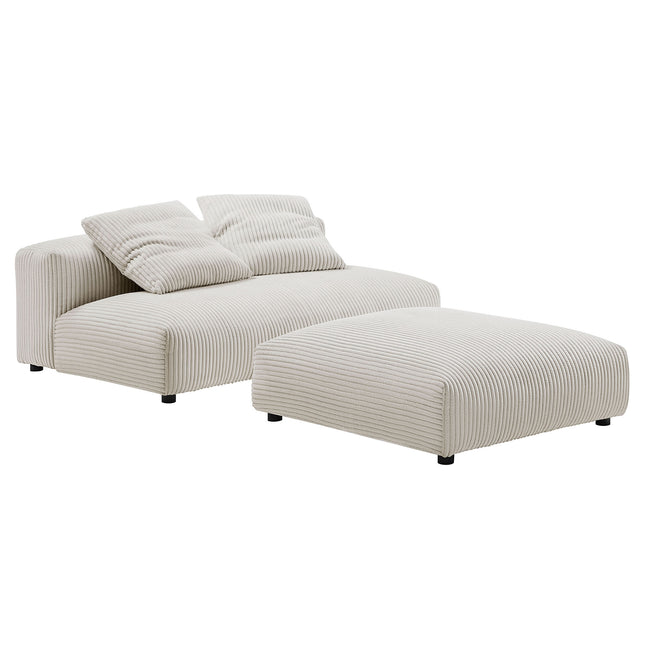 Modway EEI-7030 Solace Modular Corduroy Upholstered Armless Loveseat and Ottoman Set - Plaza Home Decor