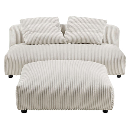 Modway EEI-7030 Solace Modular Corduroy Upholstered Armless Loveseat and Ottoman Set - Plaza Home Decor