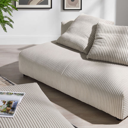 Modway EEI-7030 Solace Modular Corduroy Upholstered Armless Loveseat and Ottoman Set - Plaza Home Decor