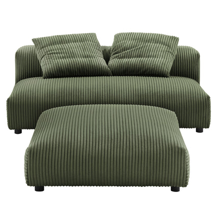 Modway EEI-7030 Solace Modular Corduroy Upholstered Armless Loveseat and Ottoman Set - Plaza Home Decor