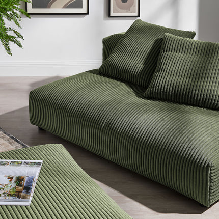 Modway EEI-7030 Solace Modular Corduroy Upholstered Armless Loveseat and Ottoman Set - Plaza Home Decor