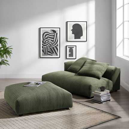 Modway EEI-7030 Solace Modular Corduroy Upholstered Armless Loveseat and Ottoman Set - Plaza Home Decor