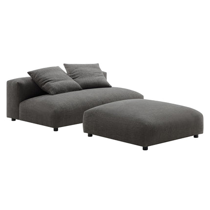 Modway EEI-7031 Solace Modular Upholstered Fabric Armless Loveseat and Ottoman Set - Plaza Home Decor