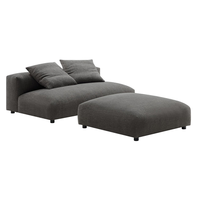 Modway EEI-7031 Solace Modular Upholstered Fabric Armless Loveseat and Ottoman Set - Plaza Home Decor