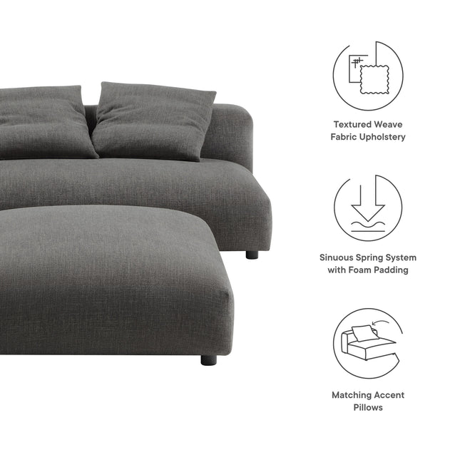 Modway EEI-7031 Solace Modular Upholstered Fabric Armless Loveseat and Ottoman Set - Plaza Home Decor