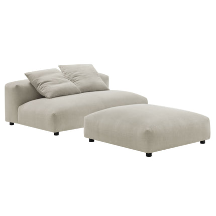 Modway EEI-7031 Solace Modular Upholstered Fabric Armless Loveseat and Ottoman Set - Plaza Home Decor