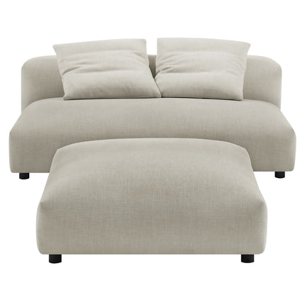 Modway EEI-7031 Solace Modular Upholstered Fabric Armless Loveseat and Ottoman Set - Plaza Home Decor