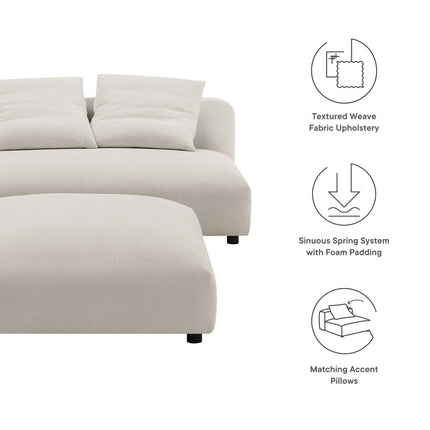 Modway EEI-7031 Solace Modular Upholstered Fabric Armless Loveseat and Ottoman Set - Plaza Home Decor