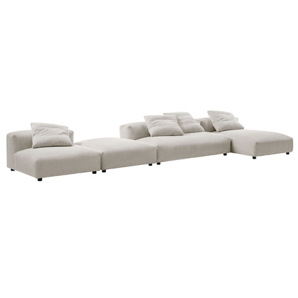 Modway EEI-7032 Solace 4-Piece Modular Corduroy Upholstered Sectional Sofa With Ottoman - Plaza Home Decor