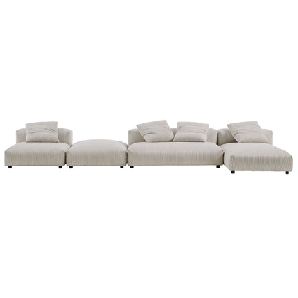 Modway EEI-7032 Solace 4-Piece Modular Corduroy Upholstered Sectional Sofa With Ottoman - Plaza Home Decor
