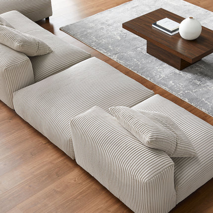 Modway EEI-7032 Solace 4-Piece Modular Corduroy Upholstered Sectional Sofa With Ottoman - Plaza Home Decor