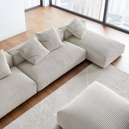 Modway EEI-7032 Solace 4-Piece Modular Corduroy Upholstered Sectional Sofa With Ottoman - Plaza Home Decor