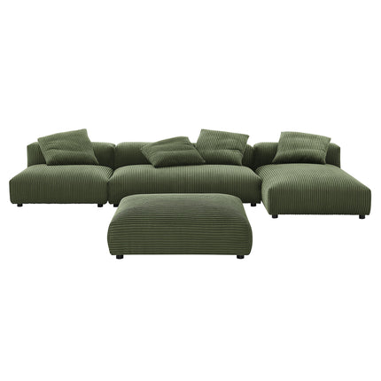 Modway EEI-7032 Solace 4-Piece Modular Corduroy Upholstered Sectional Sofa With Ottoman - Plaza Home Decor