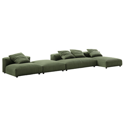 Modway EEI-7032 Solace 4-Piece Modular Corduroy Upholstered Sectional Sofa With Ottoman - Plaza Home Decor