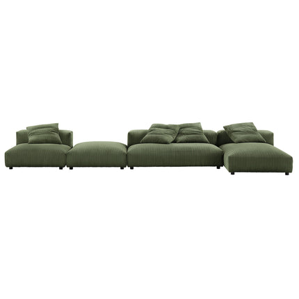 Modway EEI-7032 Solace 4-Piece Modular Corduroy Upholstered Sectional Sofa With Ottoman - Plaza Home Decor