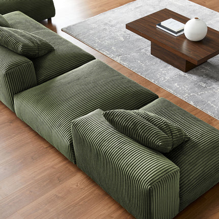 Modway EEI-7032 Solace 4-Piece Modular Corduroy Upholstered Sectional Sofa With Ottoman - Plaza Home Decor