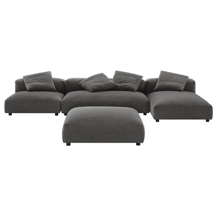 Modway EEI-7033 Solace 4-Piece Modular Upholstered Fabric Sectional Sofa With Ottoman - Plaza Home Decor