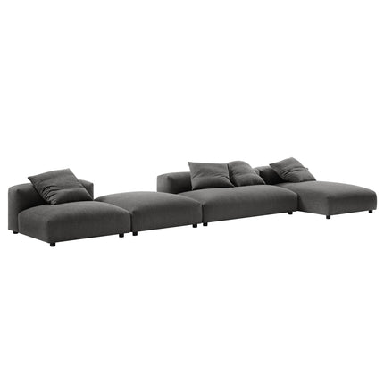 Modway EEI-7033 Solace 4-Piece Modular Upholstered Fabric Sectional Sofa With Ottoman - Plaza Home Decor