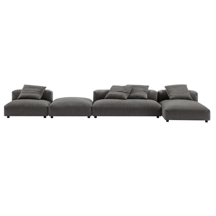 Modway EEI-7033 Solace 4-Piece Modular Upholstered Fabric Sectional Sofa With Ottoman - Plaza Home Decor