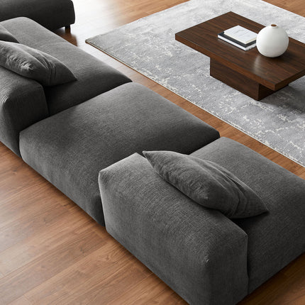 Modway EEI-7033 Solace 4-Piece Modular Upholstered Fabric Sectional Sofa With Ottoman - Plaza Home Decor