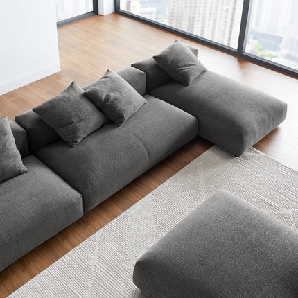 Modway EEI-7033 Solace 4-Piece Modular Upholstered Fabric Sectional Sofa With Ottoman - Plaza Home Decor