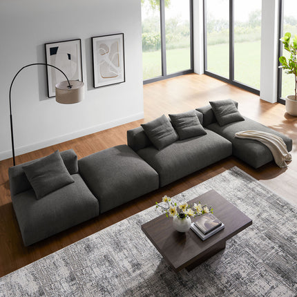 Modway EEI-7033 Solace 4-Piece Modular Upholstered Fabric Sectional Sofa With Ottoman - Plaza Home Decor