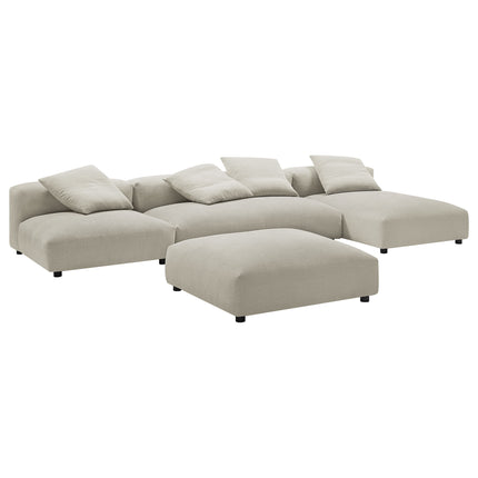 Modway EEI-7033 Solace 4-Piece Modular Upholstered Fabric Sectional Sofa With Ottoman - Plaza Home Decor